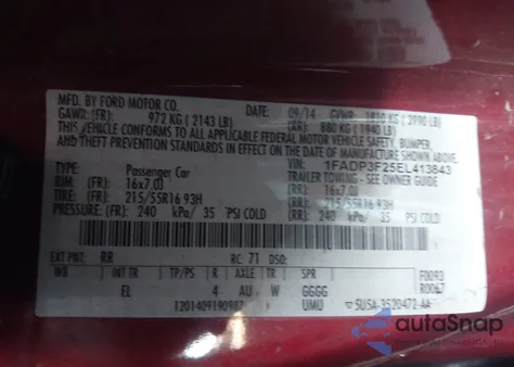 2014 Ford Focus Se z USA, uszkodzony, nr VIN 1FADP3F25EL413843